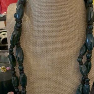 Elegant Dark Green Jade Beaded Necklace